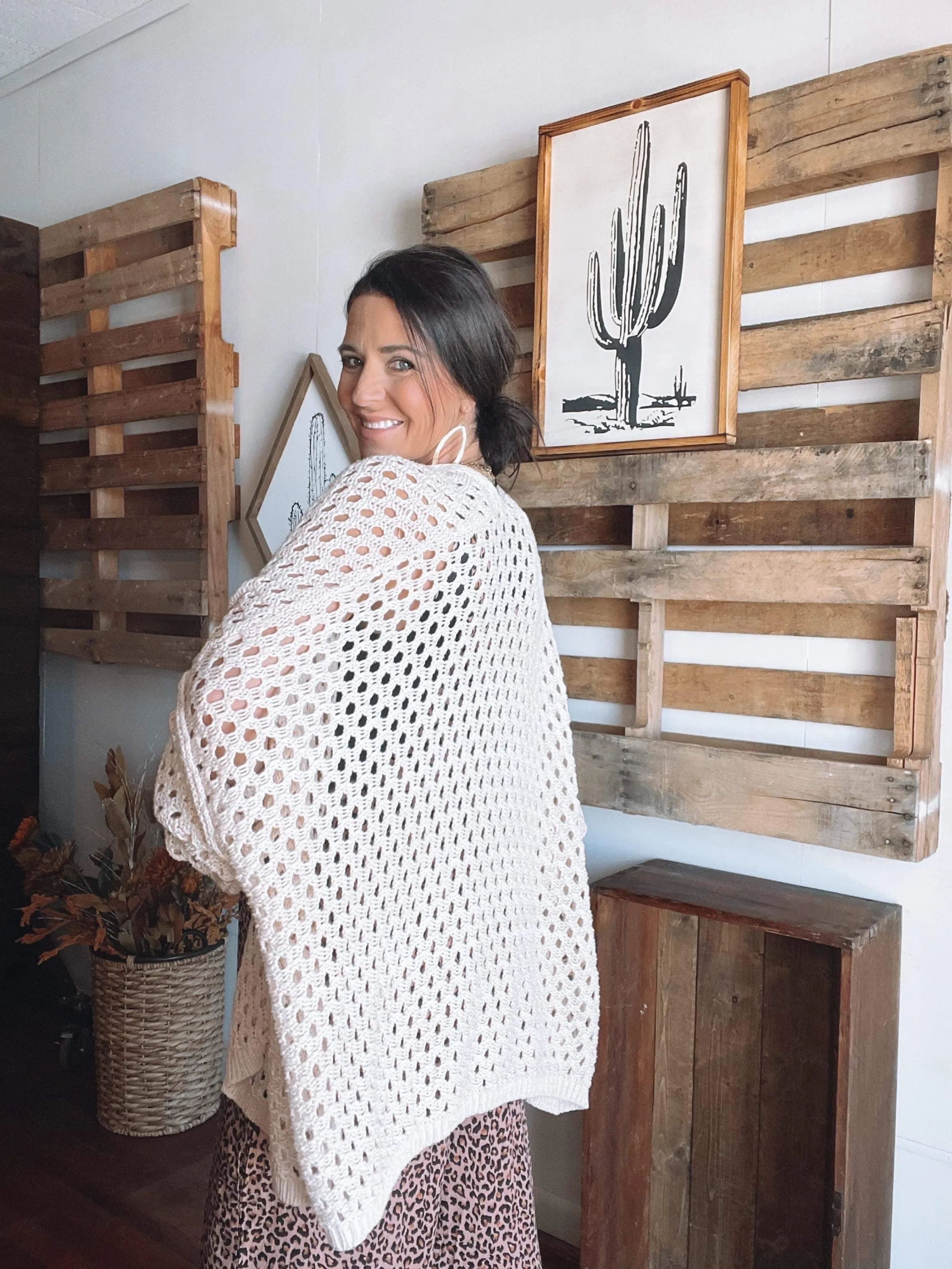 4292 IVORY CROCHET CARDIGAN