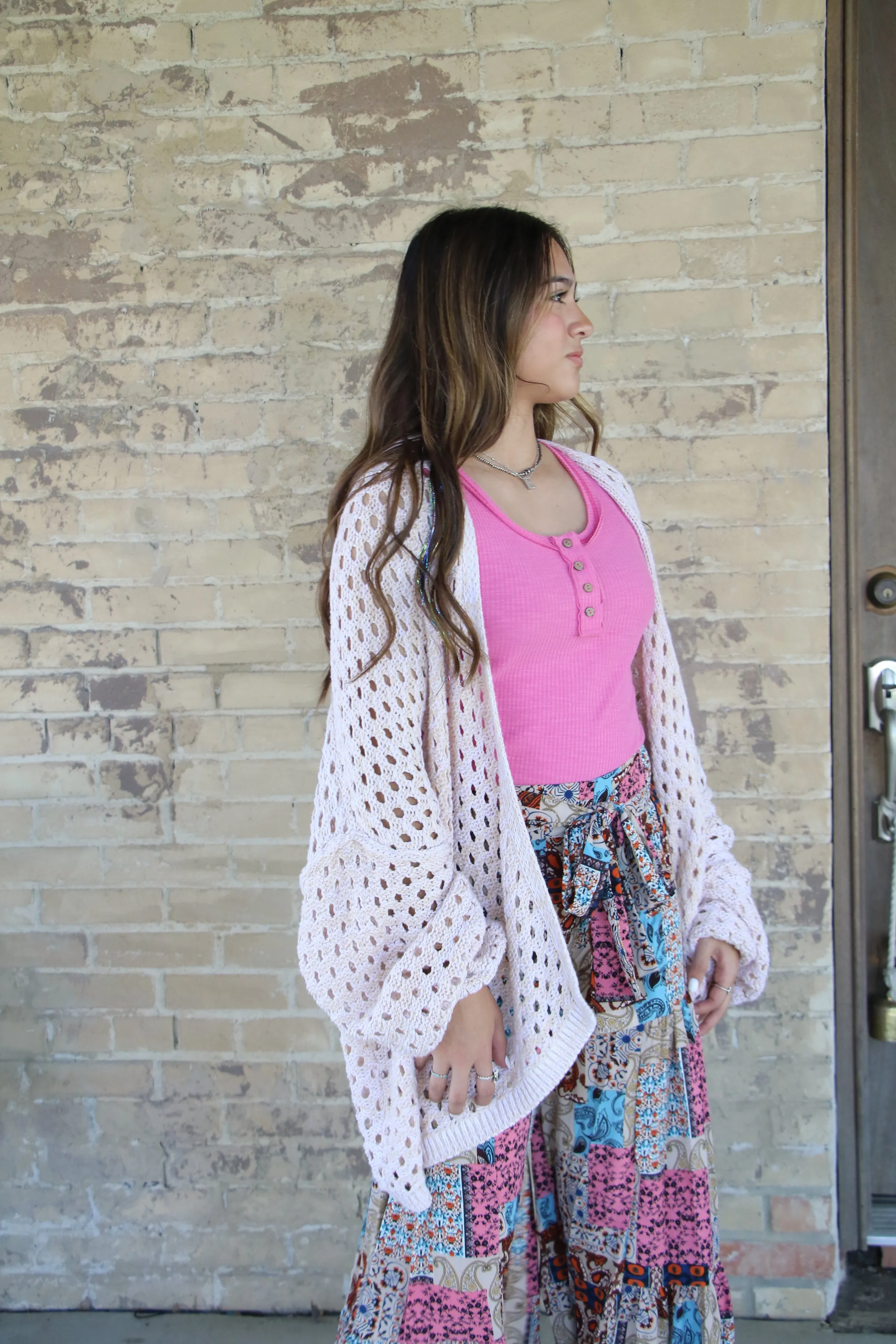 4292 IVORY CROCHET CARDIGAN