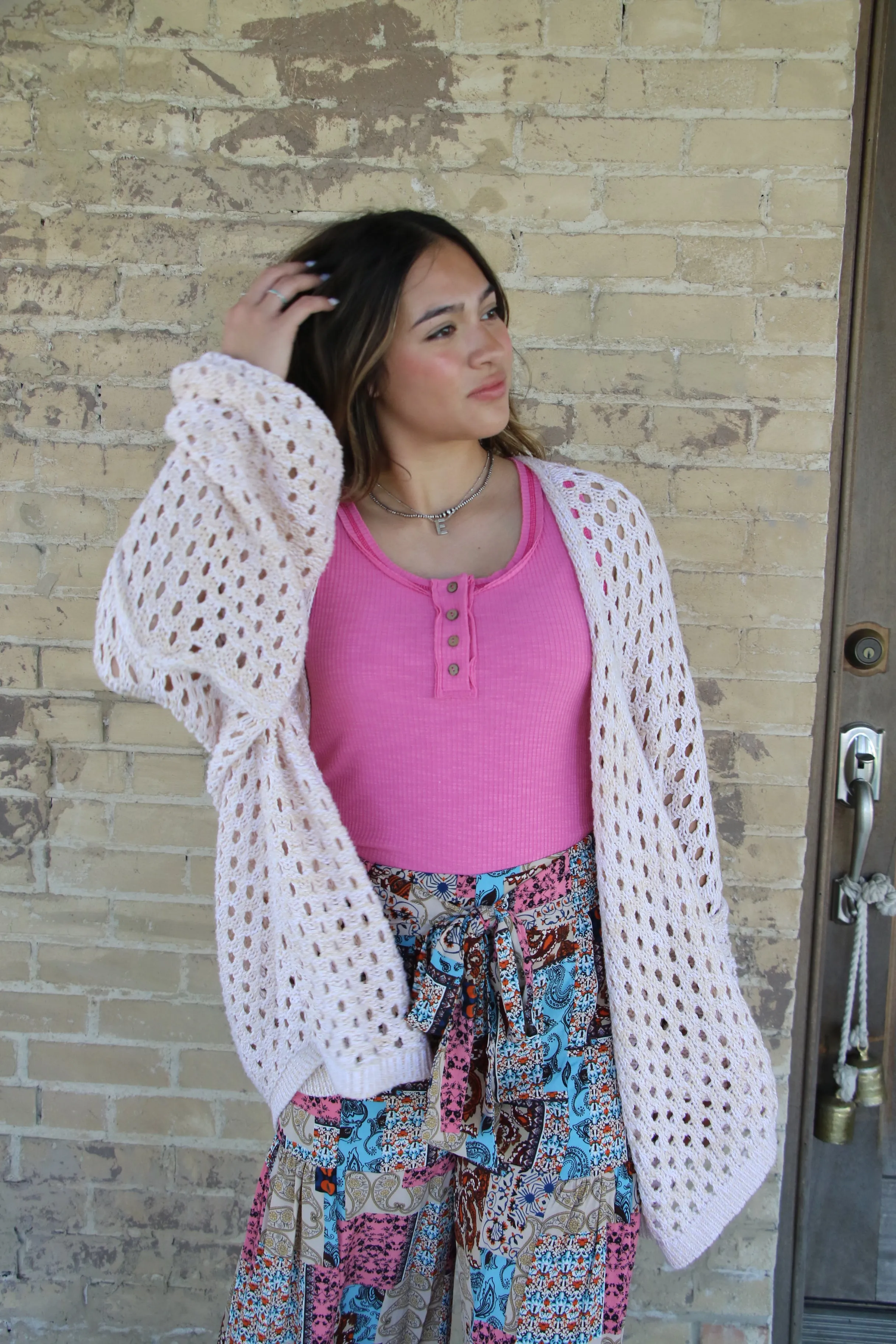 4292 IVORY CROCHET CARDIGAN