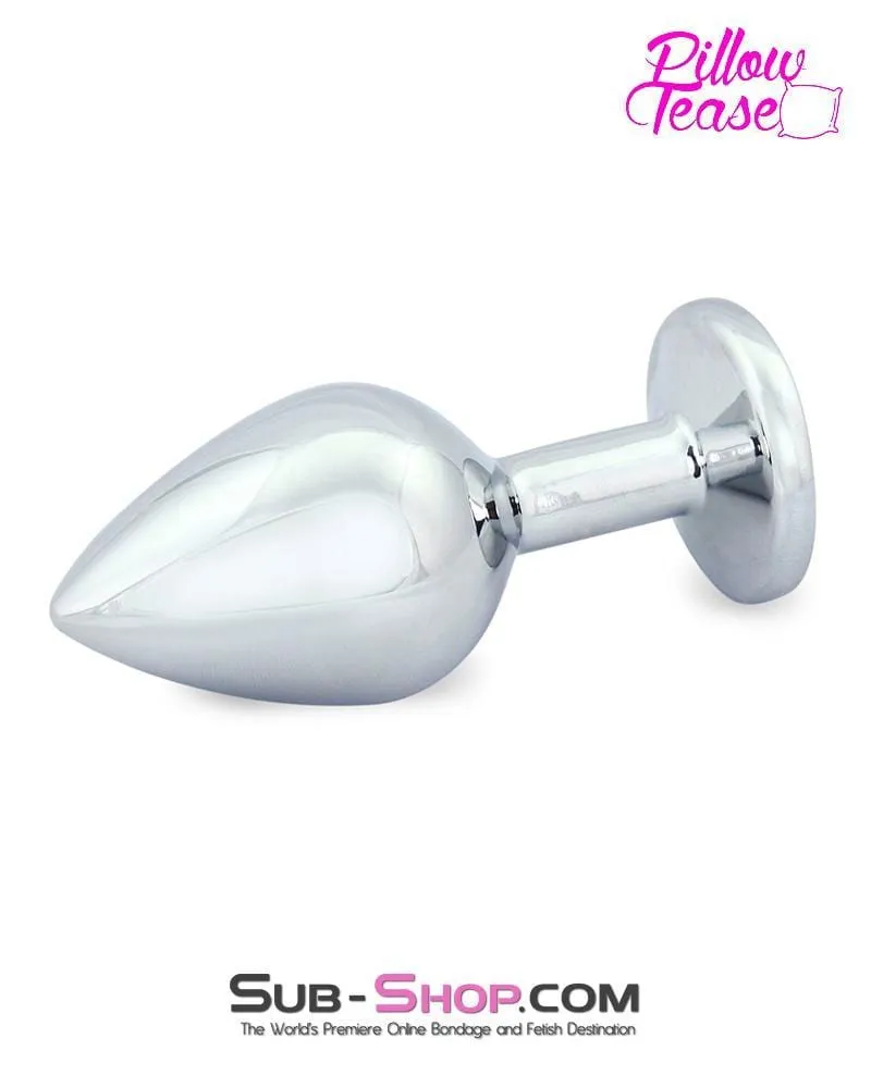 7031E      Medium Black Gem Base Chromed Steel Anal Plug - LAST CHANCE - Final Closeout!