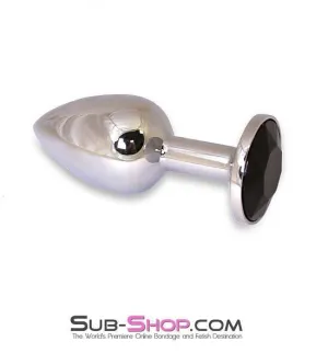 7205AE      Chrome and Crystal Anal Plug, Small Plug, Black Crystal - LAST CHANCE - Final Closeout!
