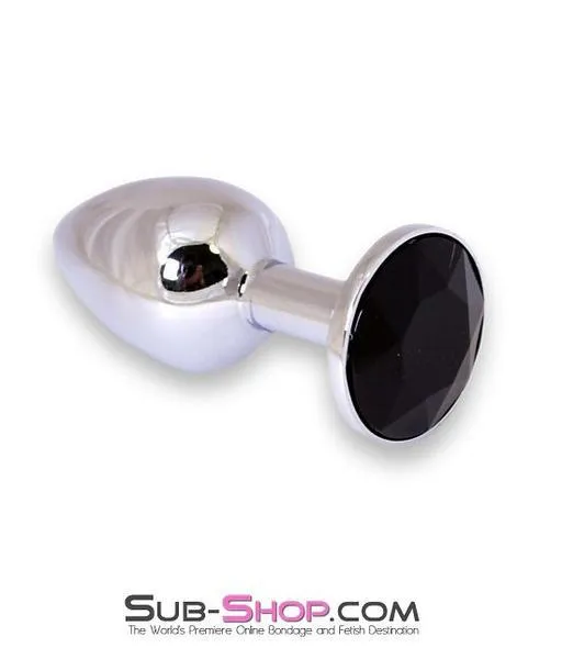 7205AE      Chrome and Crystal Anal Plug, Small Plug, Black Crystal - LAST CHANCE - Final Closeout!