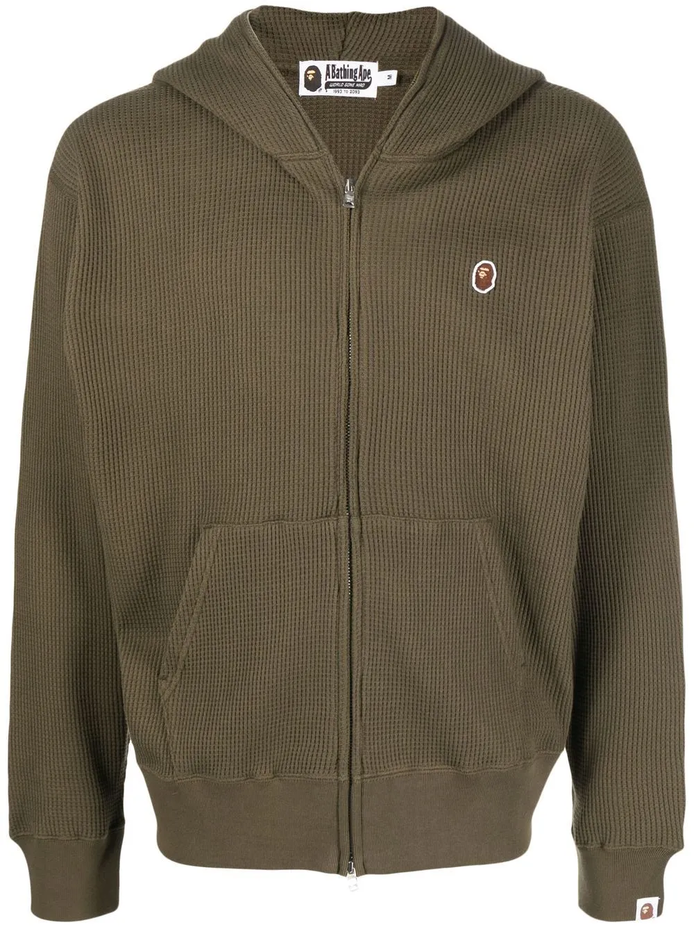 A BATHING APE® logo-patch textured hoodie
