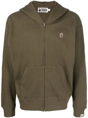 A BATHING APE® logo-patch textured hoodie
