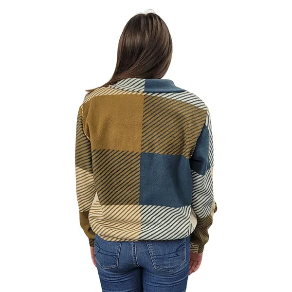 ADULT ZIP PULLOVER BIG BLOCK OATMEAL PRINT