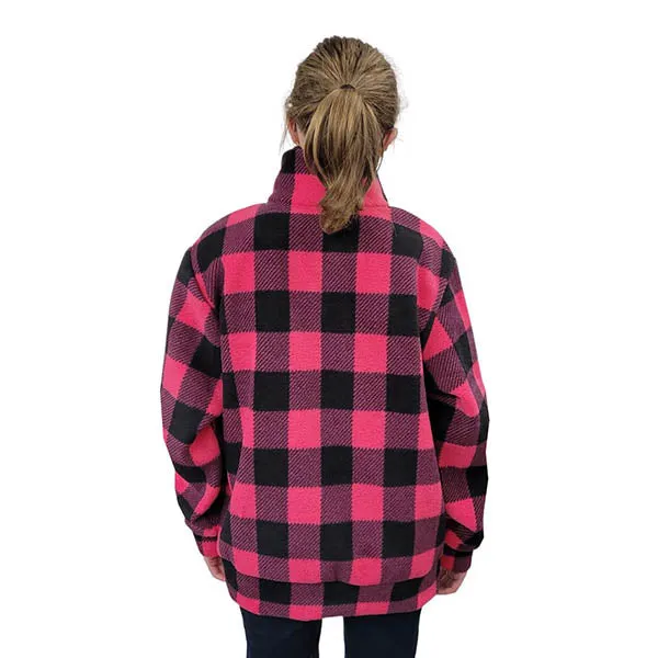 ADULT ZIP PULLOVER BUFFALO CHECK FUCHSIA