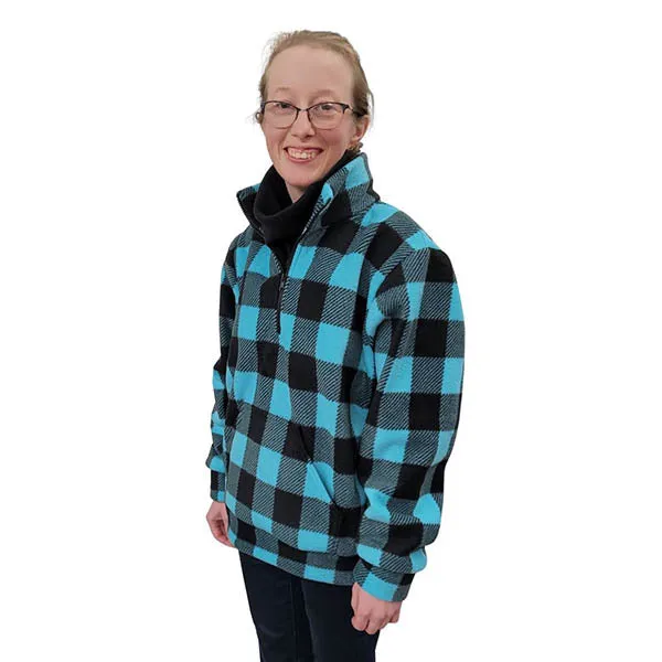 ADULT ZIP PULLOVER BUFFALO CHECK TEAL