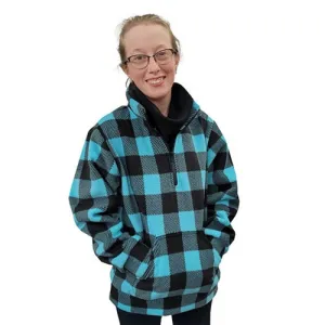 ADULT ZIP PULLOVER BUFFALO CHECK TEAL