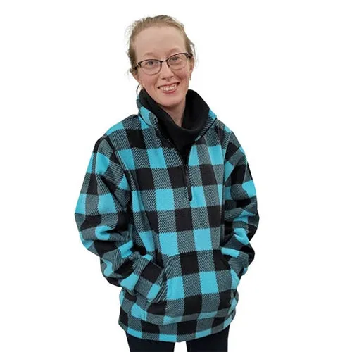 ADULT ZIP PULLOVER BUFFALO CHECK TEAL