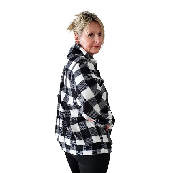 ADULT ZIP PULLOVER BUFFALO CHECK WHITE