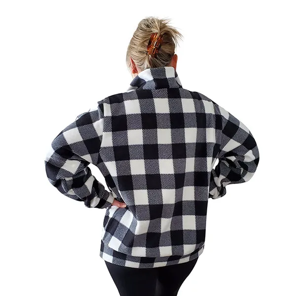 ADULT ZIP PULLOVER BUFFALO CHECK WHITE
