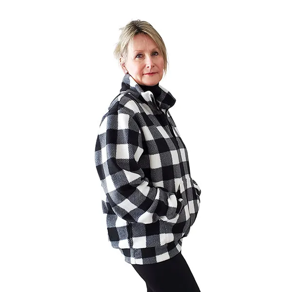ADULT ZIP PULLOVER BUFFALO CHECK WHITE
