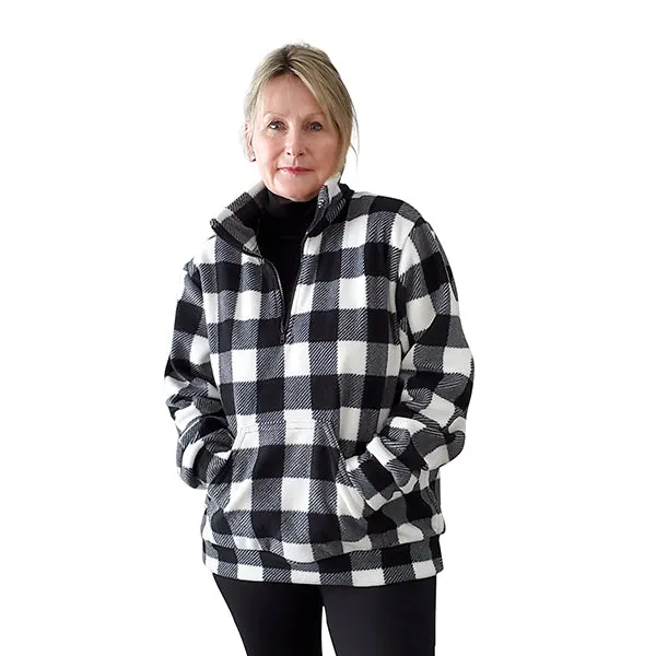 ADULT ZIP PULLOVER BUFFALO CHECK WHITE