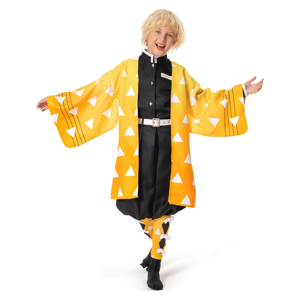 Agatsuma Zenitsu Demon Slayer Kimetsu no Yaiba Kids Children Uniform Outfits Cosplay Costume