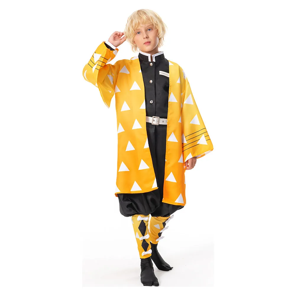 Agatsuma Zenitsu Demon Slayer Kimetsu no Yaiba Kids Children Uniform Outfits Cosplay Costume