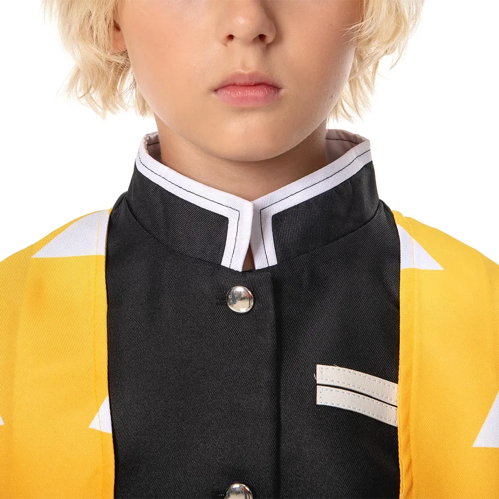 Agatsuma Zenitsu Demon Slayer Kimetsu no Yaiba Kids Children Uniform Outfits Cosplay Costume