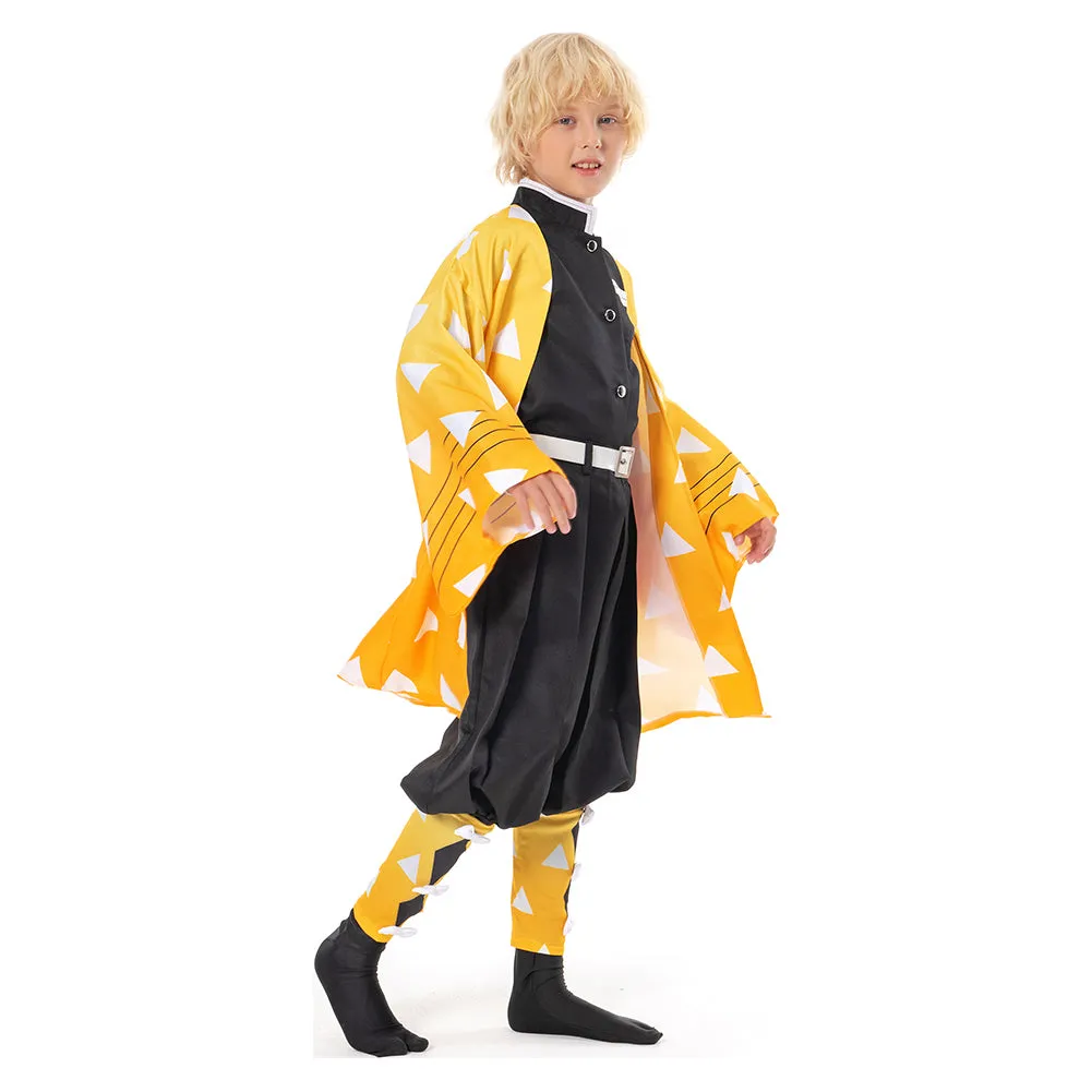 Agatsuma Zenitsu Demon Slayer Kimetsu no Yaiba Kids Children Uniform Outfits Cosplay Costume