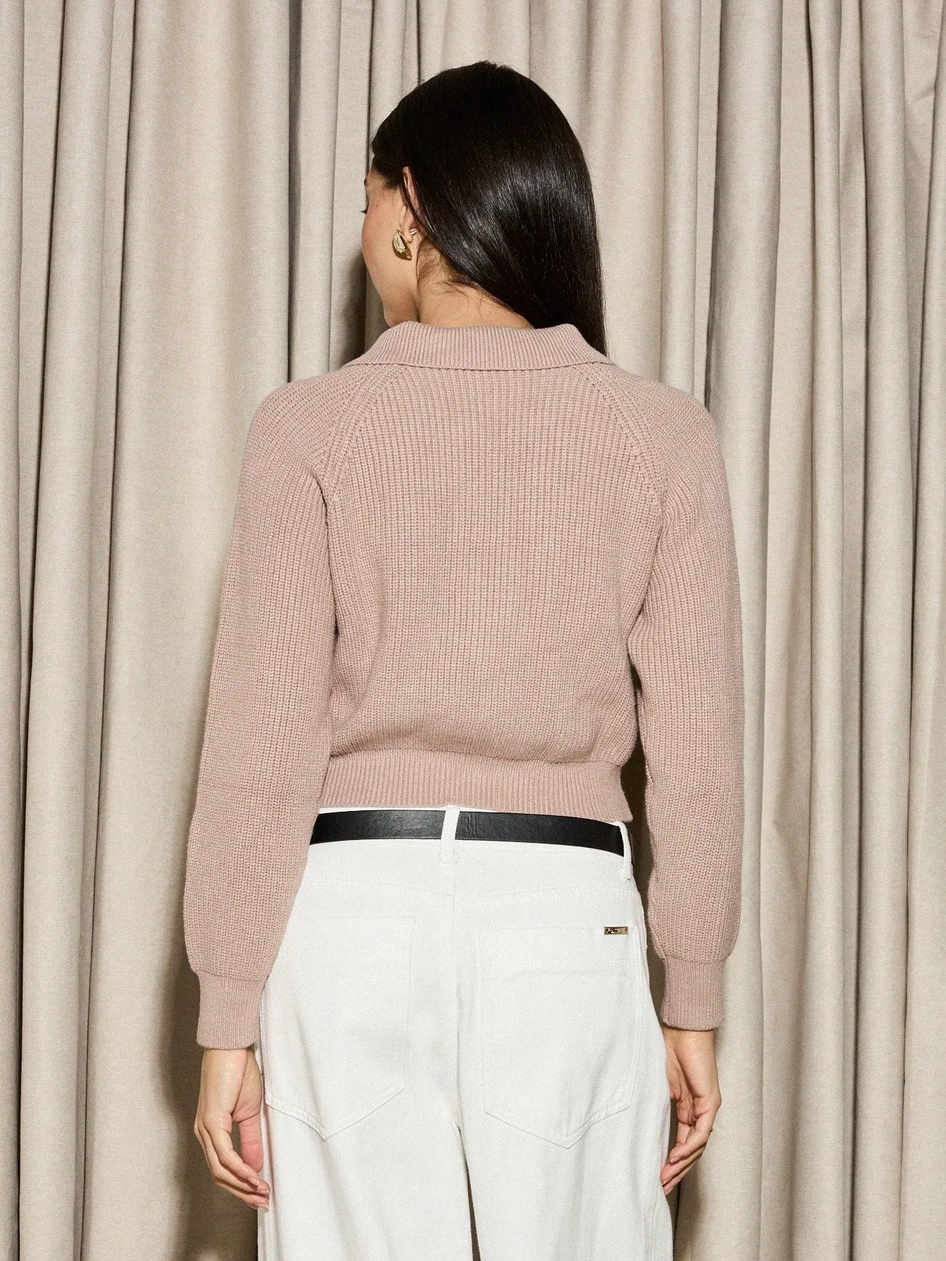 AiiRZ Knit Cardigan PU Panel Zip Up