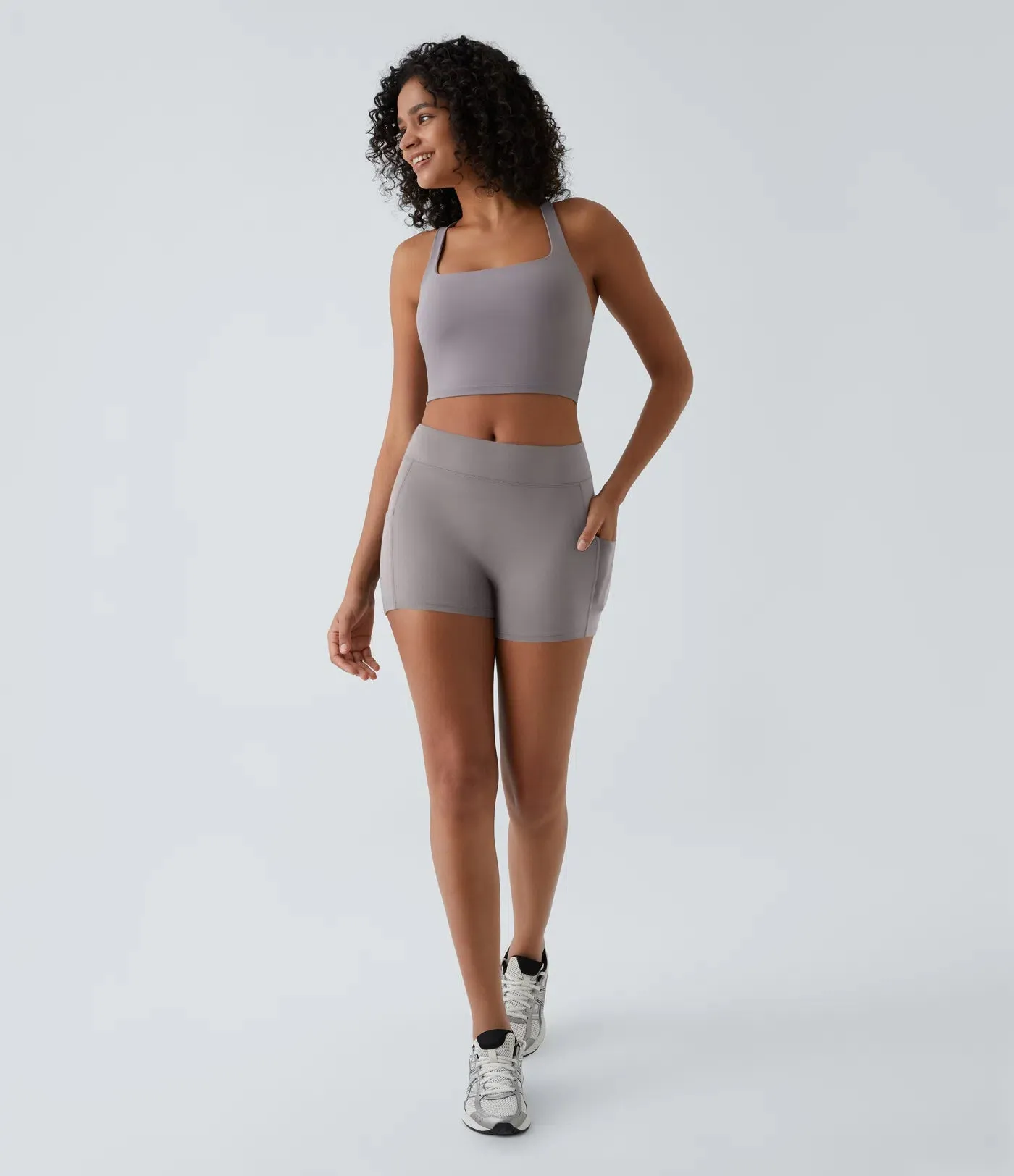 Airy High-Waisted Yoga Shorts – Side Pocket, Cool Touch Fabric & UPF 50  (3.5”)