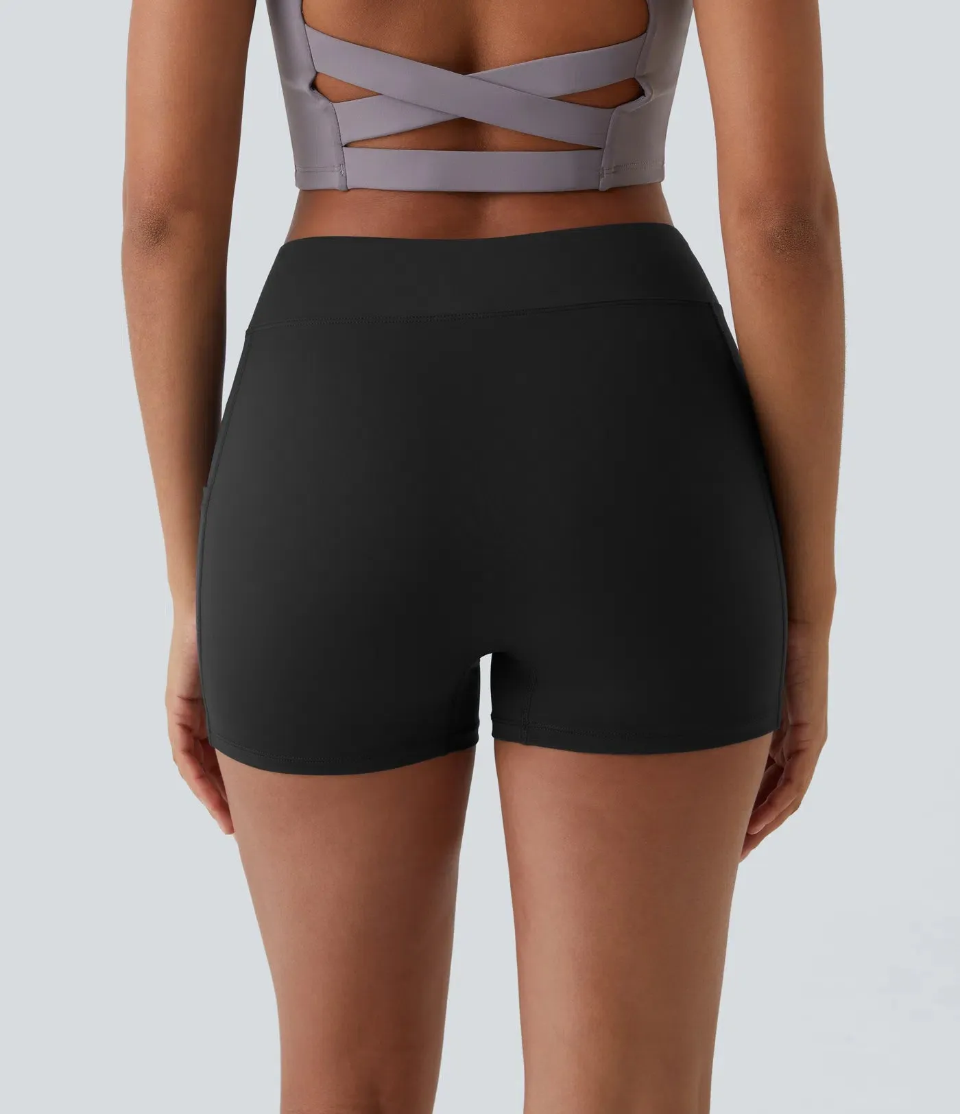 Airy High-Waisted Yoga Shorts – Side Pocket, Cool Touch Fabric & UPF 50  (3.5”)