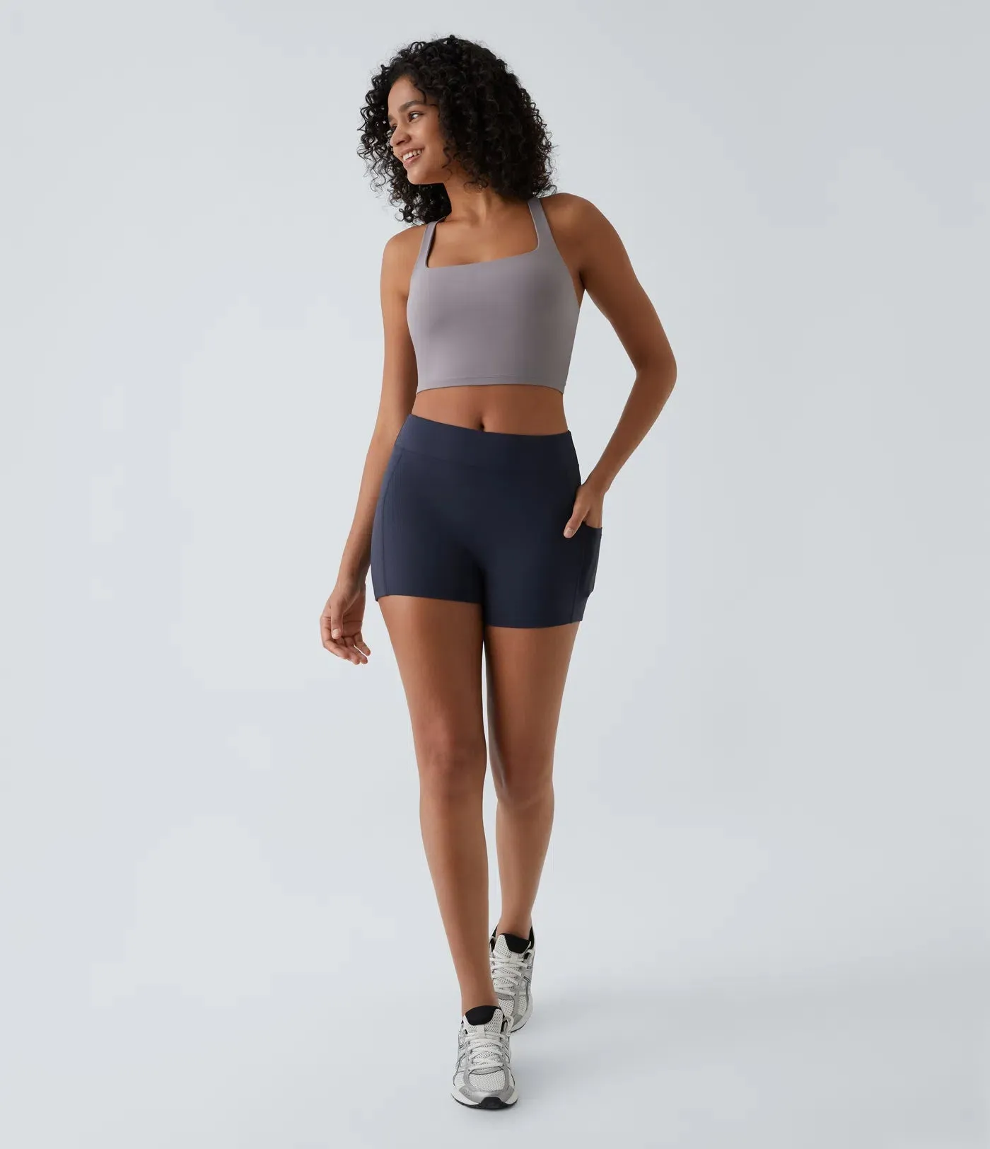 Airy High-Waisted Yoga Shorts – Side Pocket, Cool Touch Fabric & UPF 50  (3.5”)