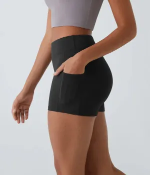 Airy High-Waisted Yoga Shorts – Side Pocket, Cool Touch Fabric & UPF 50  (3.5”)
