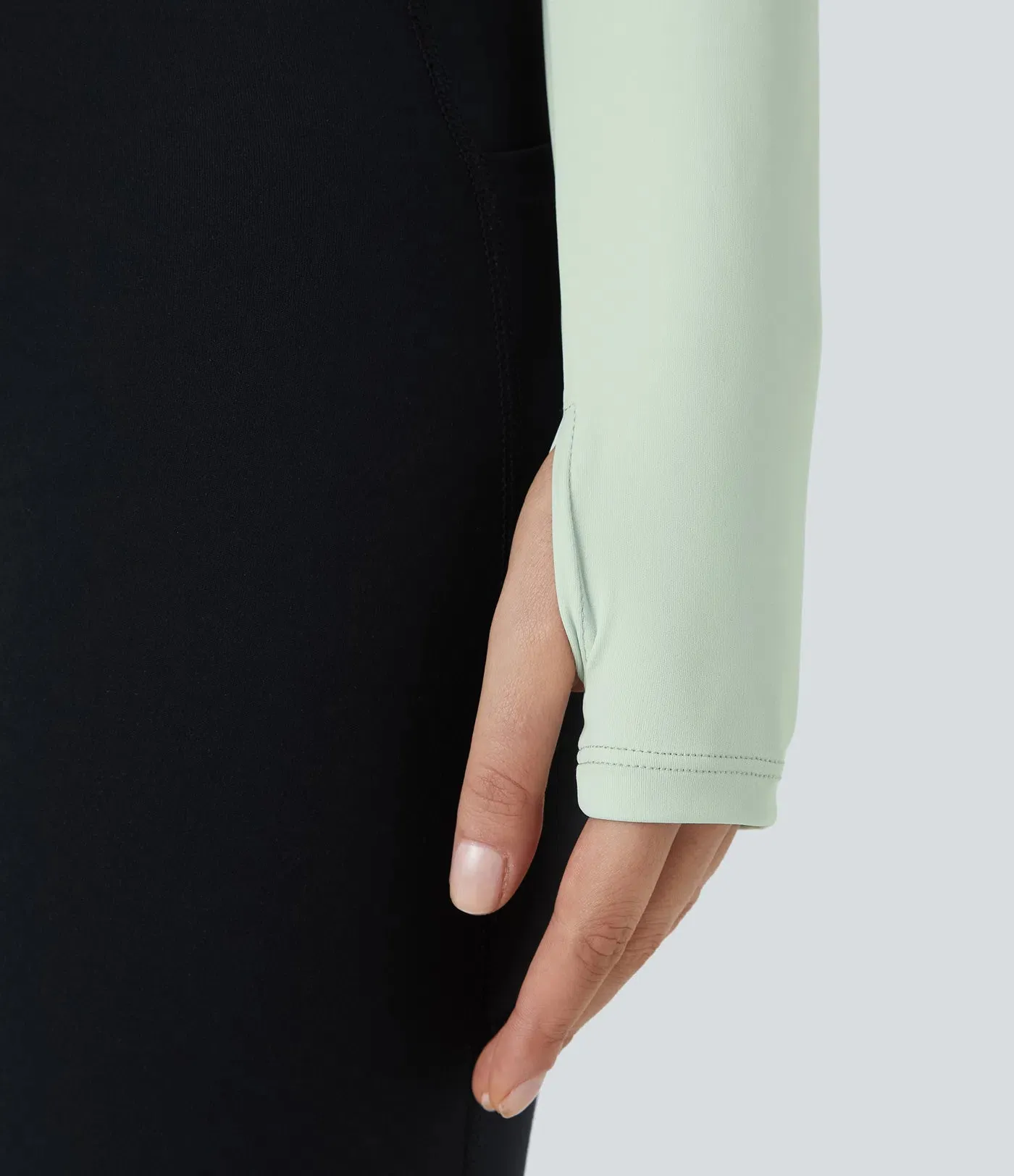 Airy U-Neck Backless Cut-Out Yoga Top | Twisted, Thumb Hole & UPF 50 