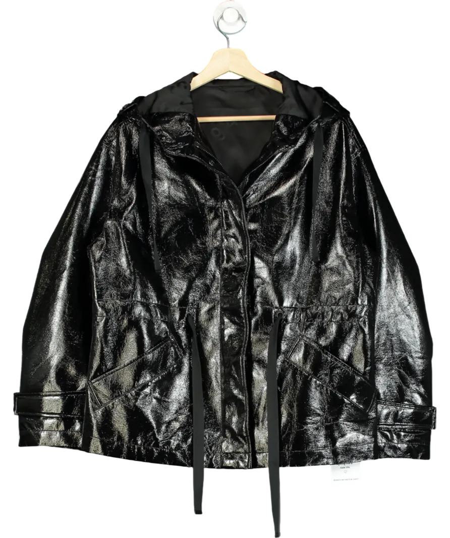 All Saints Black Kelsie Shine oversized-fit hooded jacket UK S