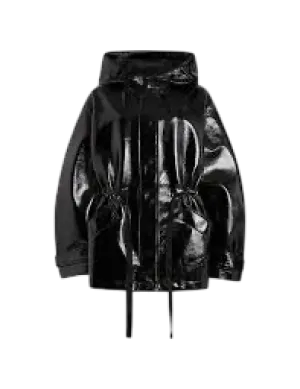 All Saints Black Kelsie Shine oversized-fit hooded jacket UK S