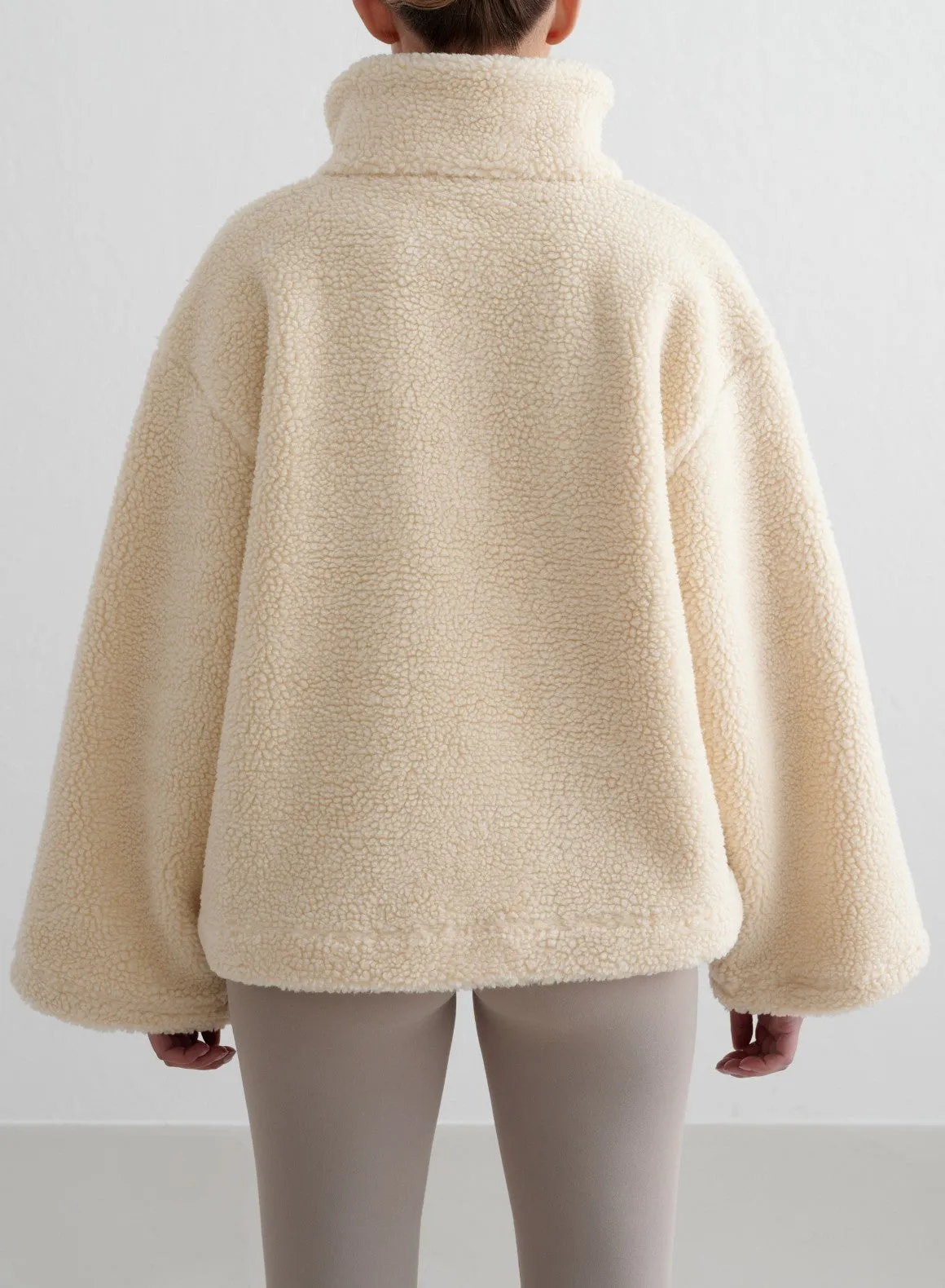 Almond White Pile Anorak