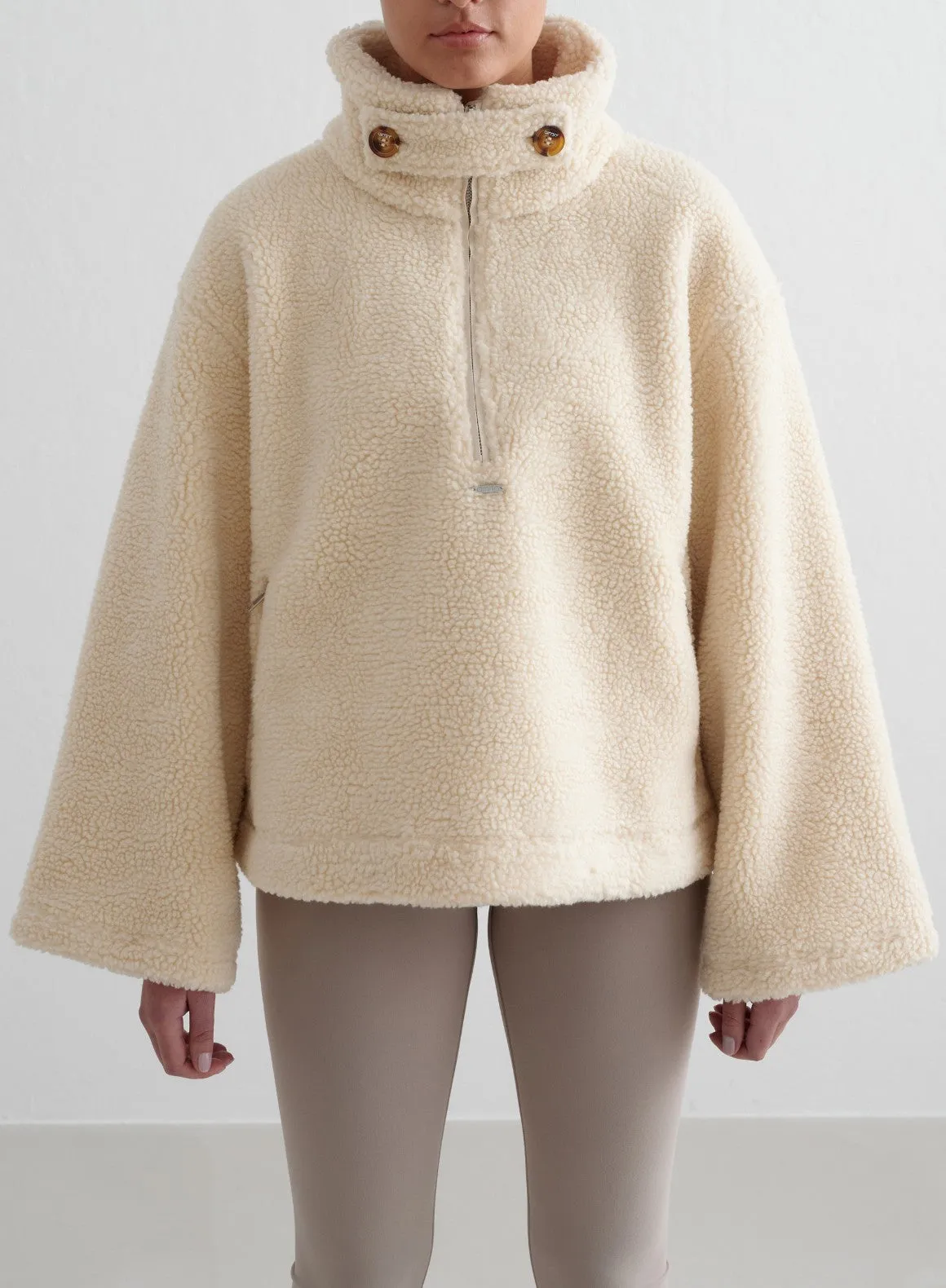 Almond White Pile Anorak