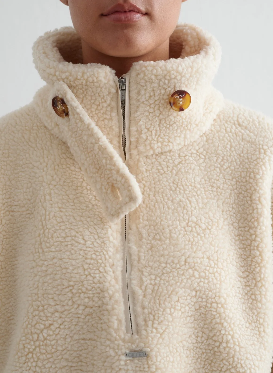 Almond White Pile Anorak