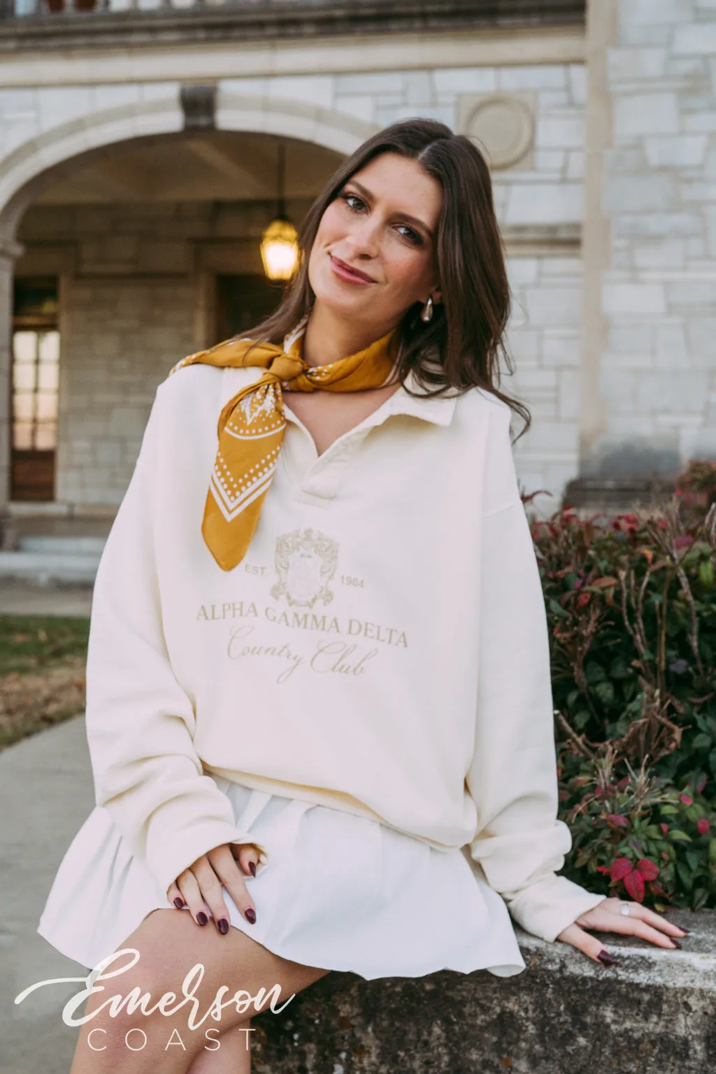 Alpha Gamma Delta Country Club Collared Crew