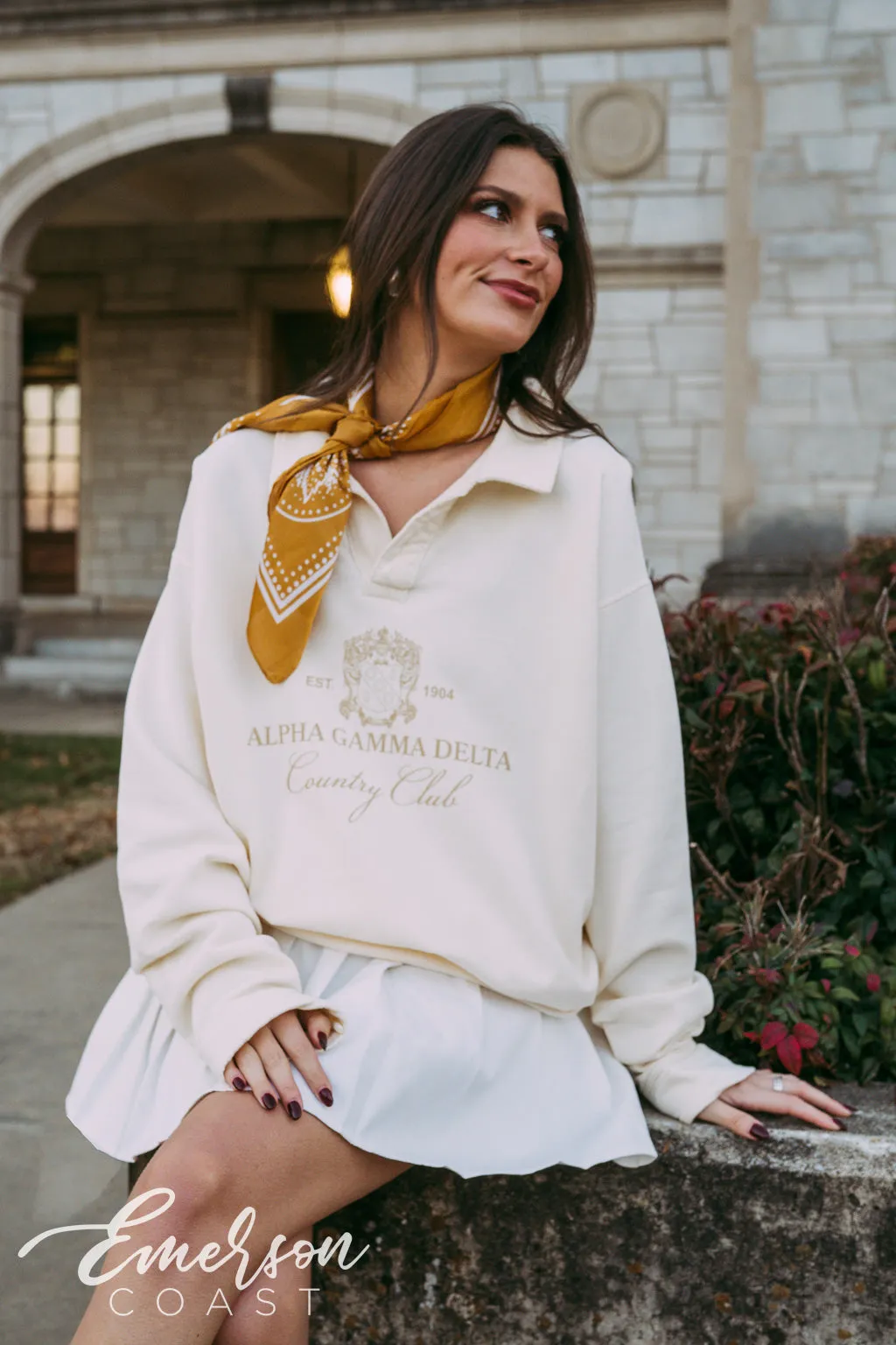 Alpha Gamma Delta Country Club Collared Crew