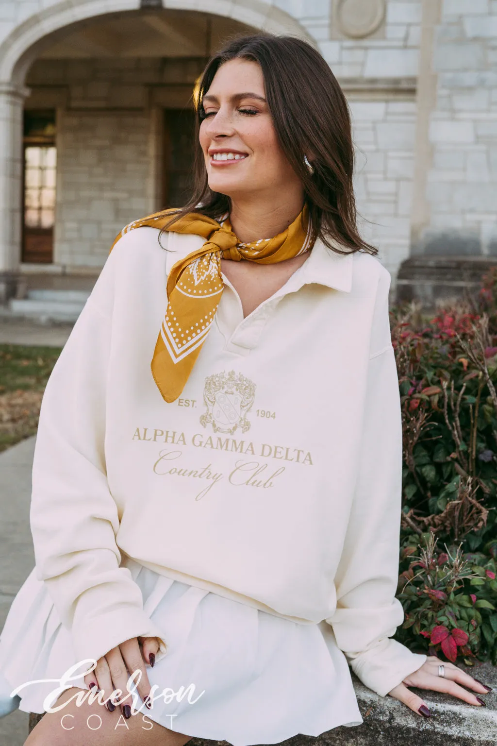 Alpha Gamma Delta Country Club Collared Crew