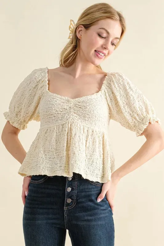 And The Why Lovely Textured and Smocked Top