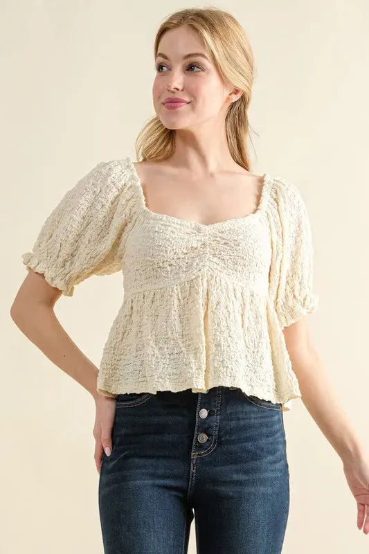 And The Why Lovely Textured and Smocked Top