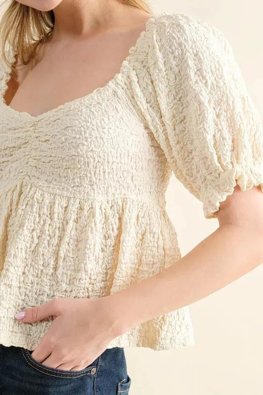 And The Why Lovely Textured and Smocked Top