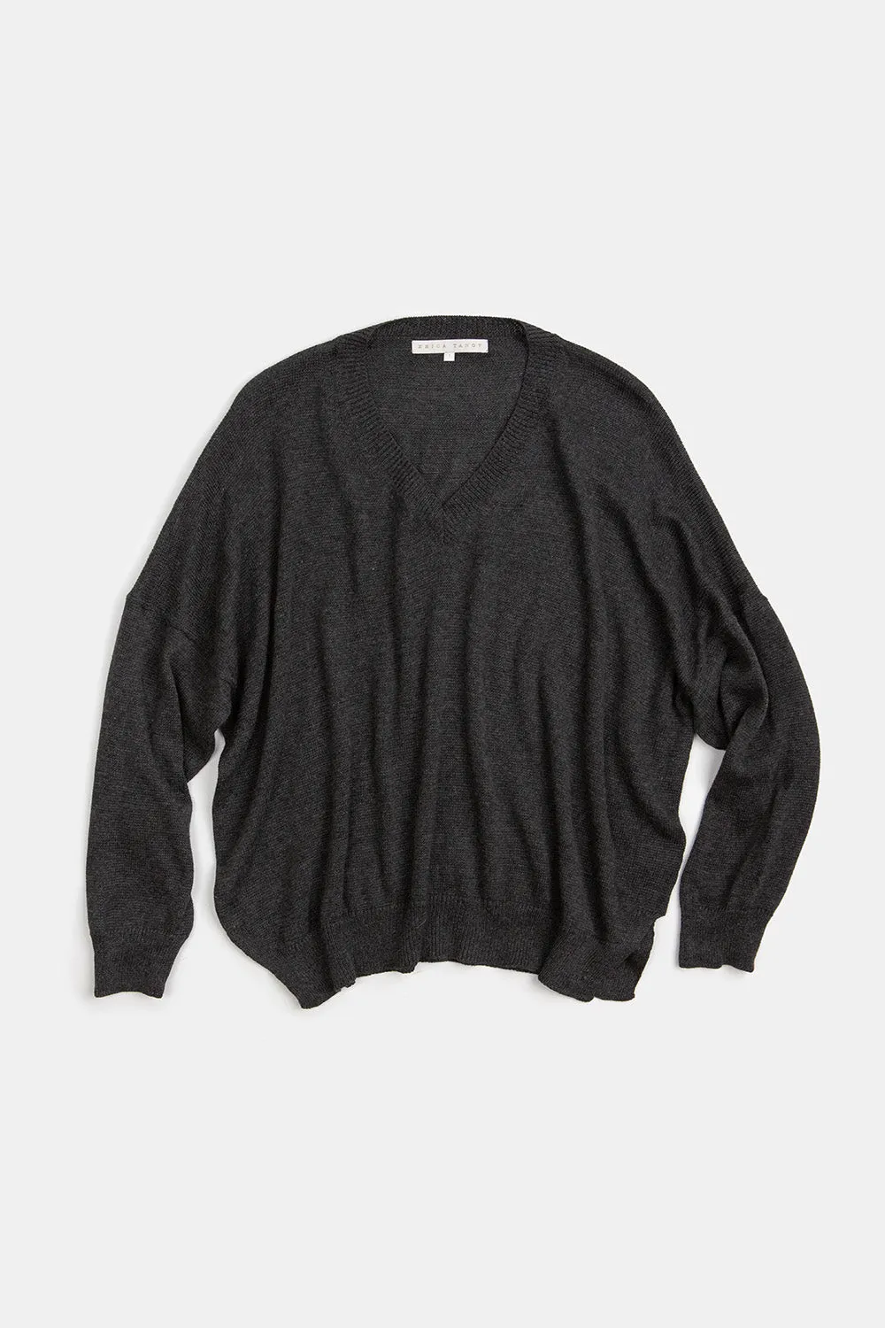 Anna Pima Cotton V Neck Pullover in Charcoal