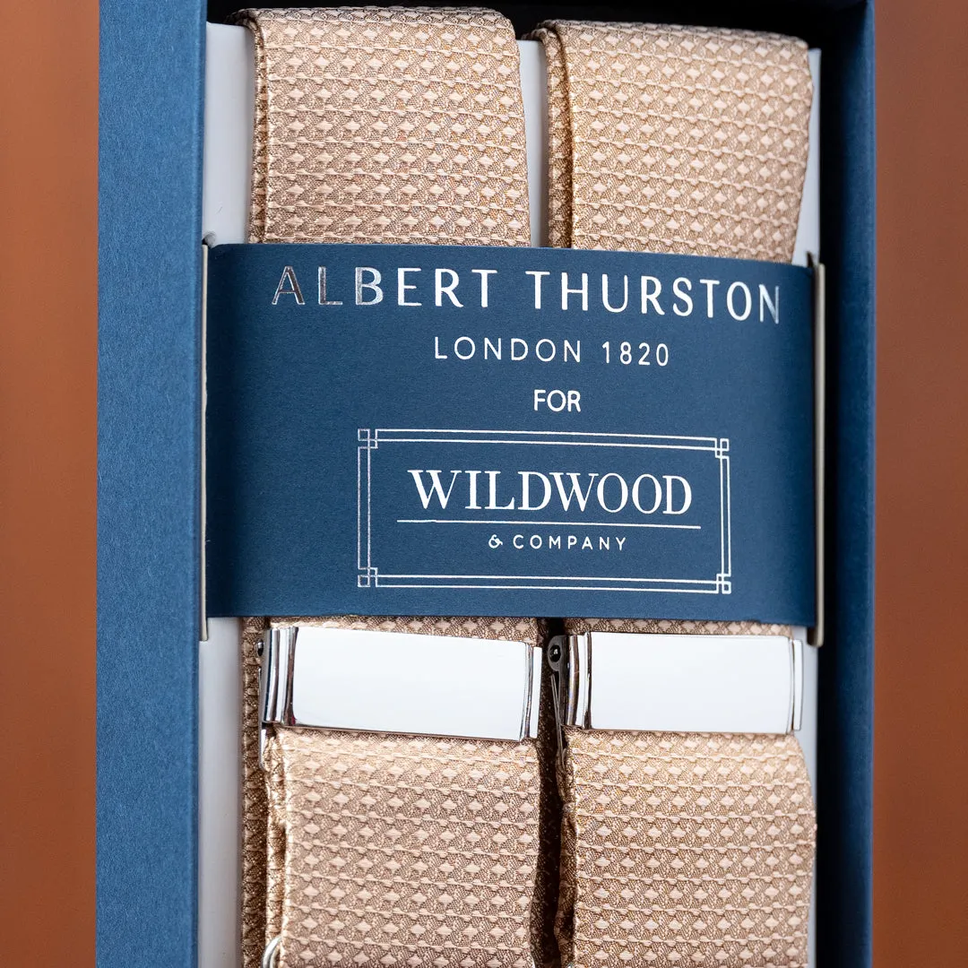 Antique Gold Solid Textured Silk Suspenders