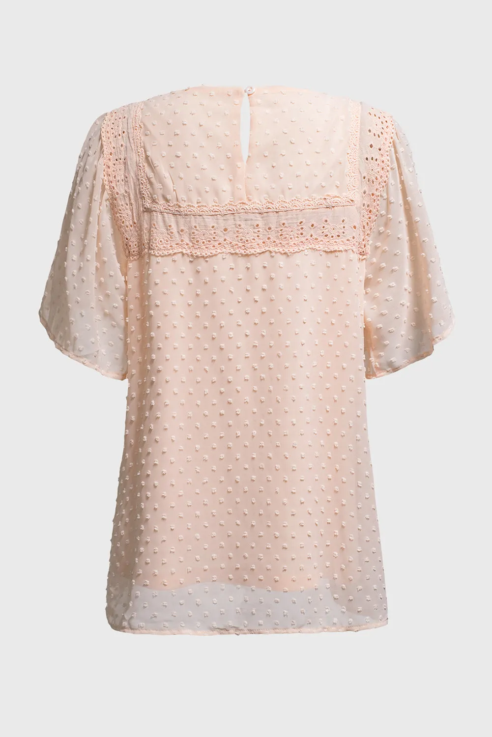 Apricot Flutter Sleeves Sheer Textured Babydoll Top