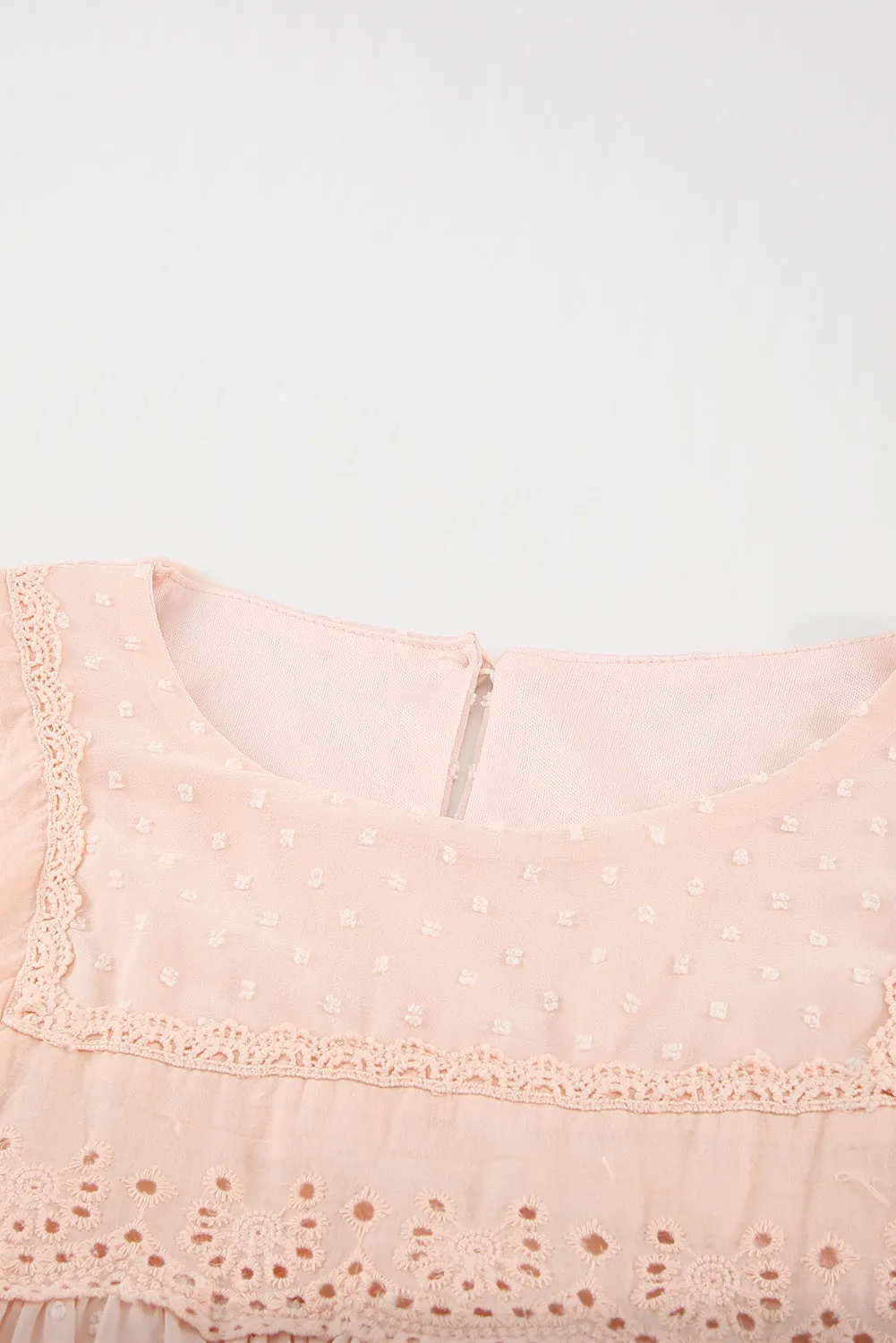 Apricot Flutter Sleeves Sheer Textured Babydoll Top
