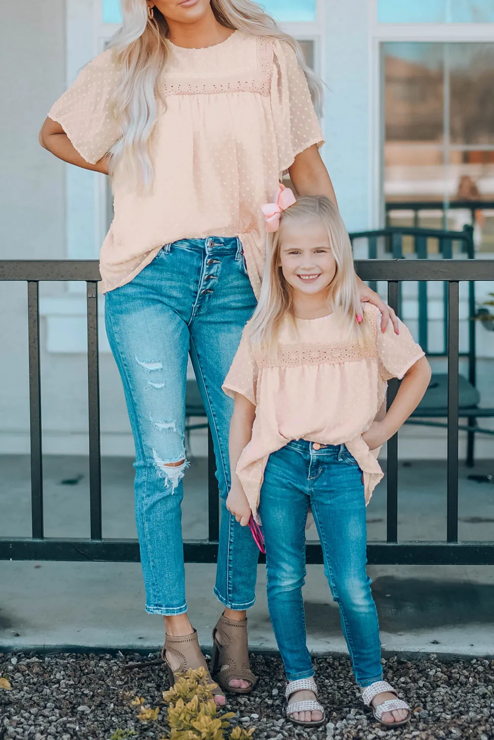 Apricot Flutter Sleeves Sheer Textured Babydoll Top
