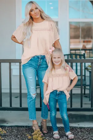 Apricot Flutter Sleeves Sheer Textured Babydoll Top