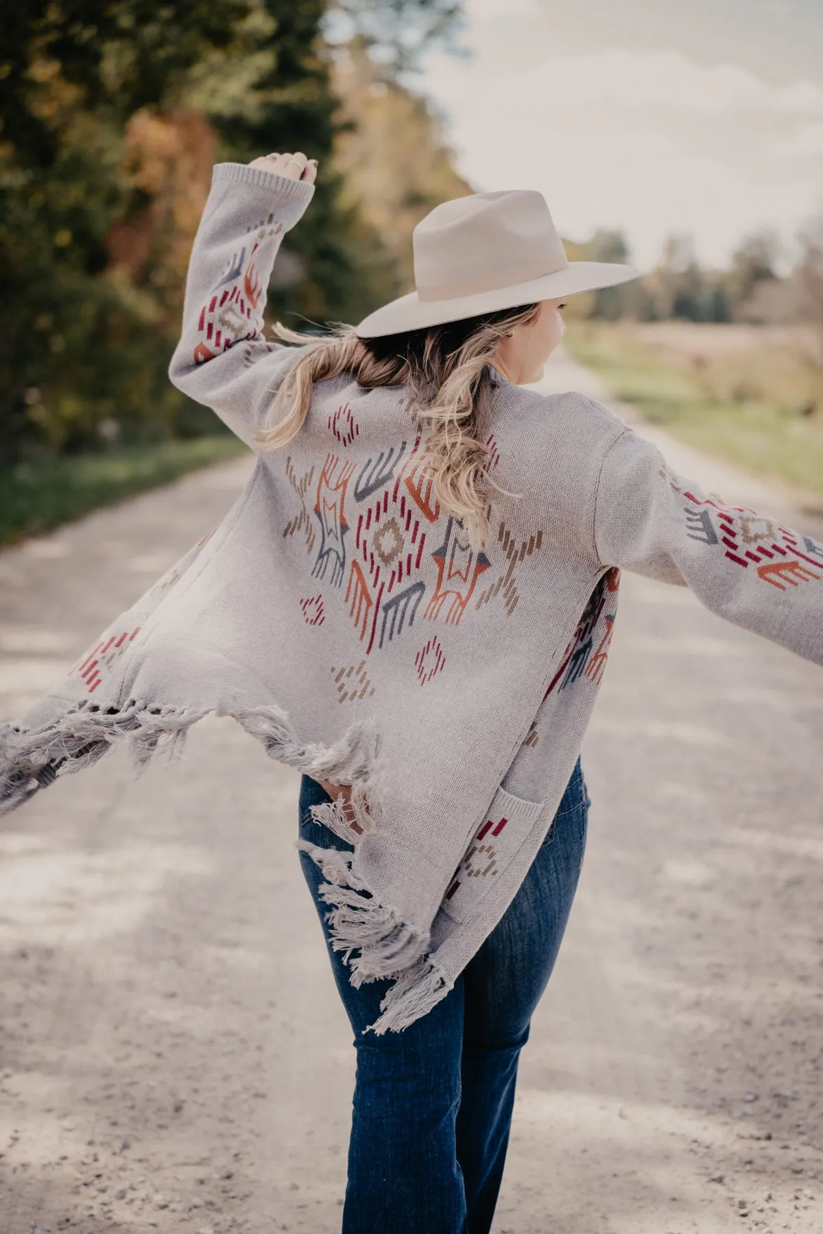 'Aspen' Aztec & Fringe Cardigan (S & M Only)