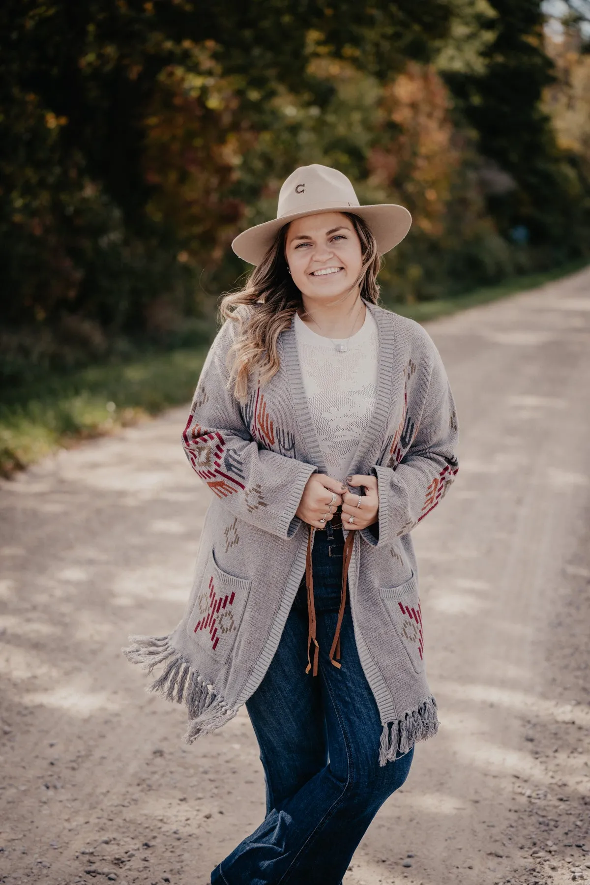 'Aspen' Aztec & Fringe Cardigan (S & M Only)