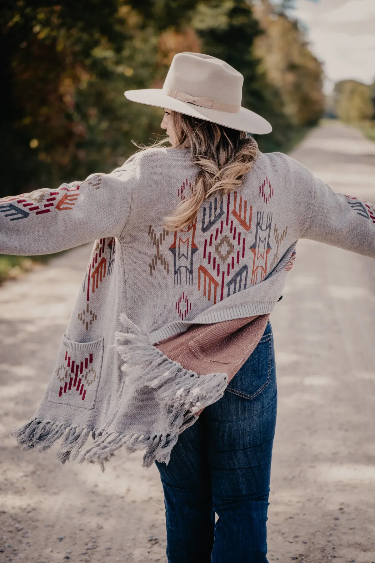 'Aspen' Aztec & Fringe Cardigan (S & M Only)