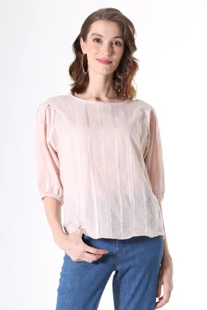 Avenida Textured Blouse Pale Pink in Cotton Blend