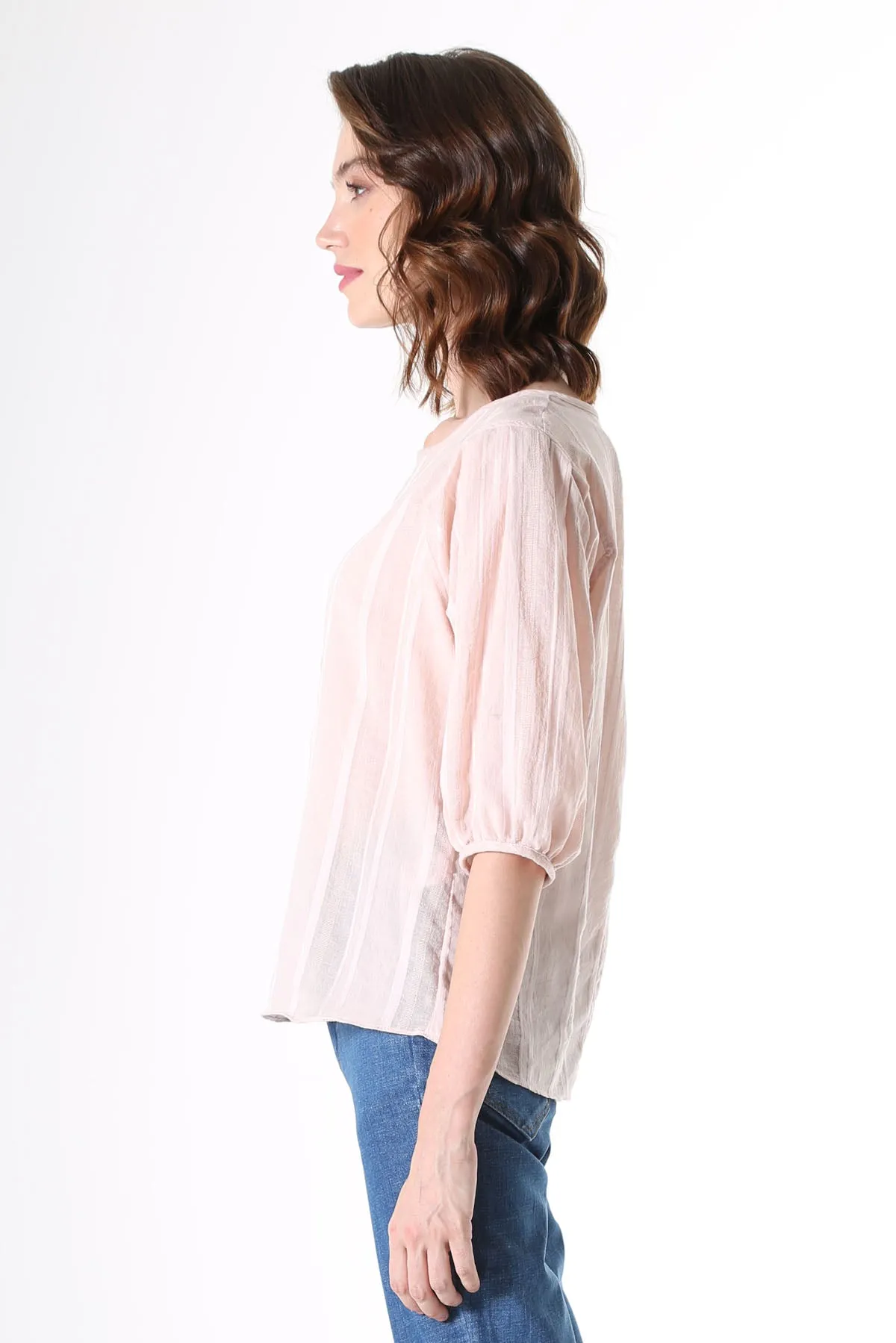 Avenida Textured Blouse Pale Pink in Cotton Blend