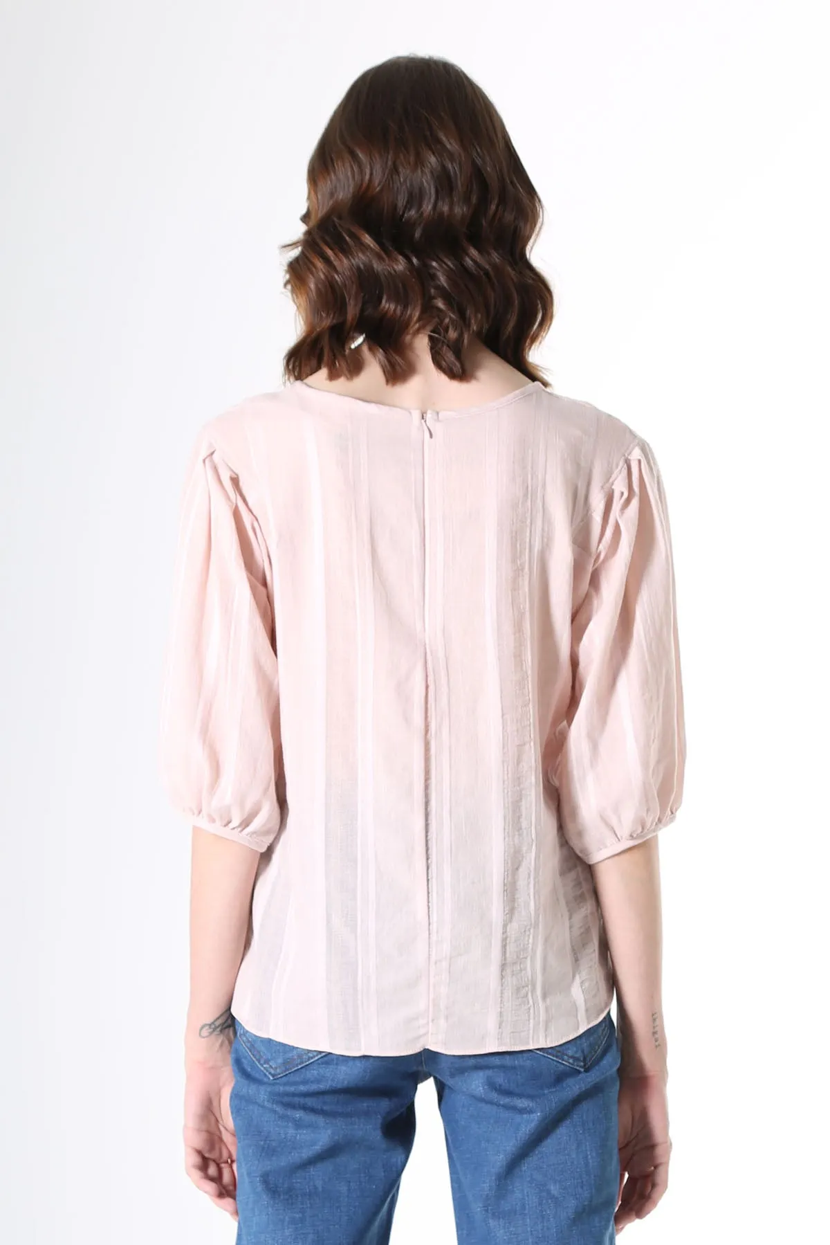 Avenida Textured Blouse Pale Pink in Cotton Blend